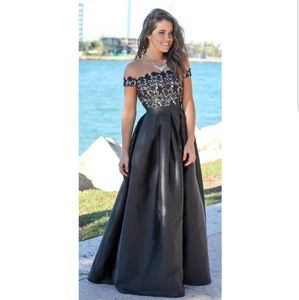Black and lace formal ballgown